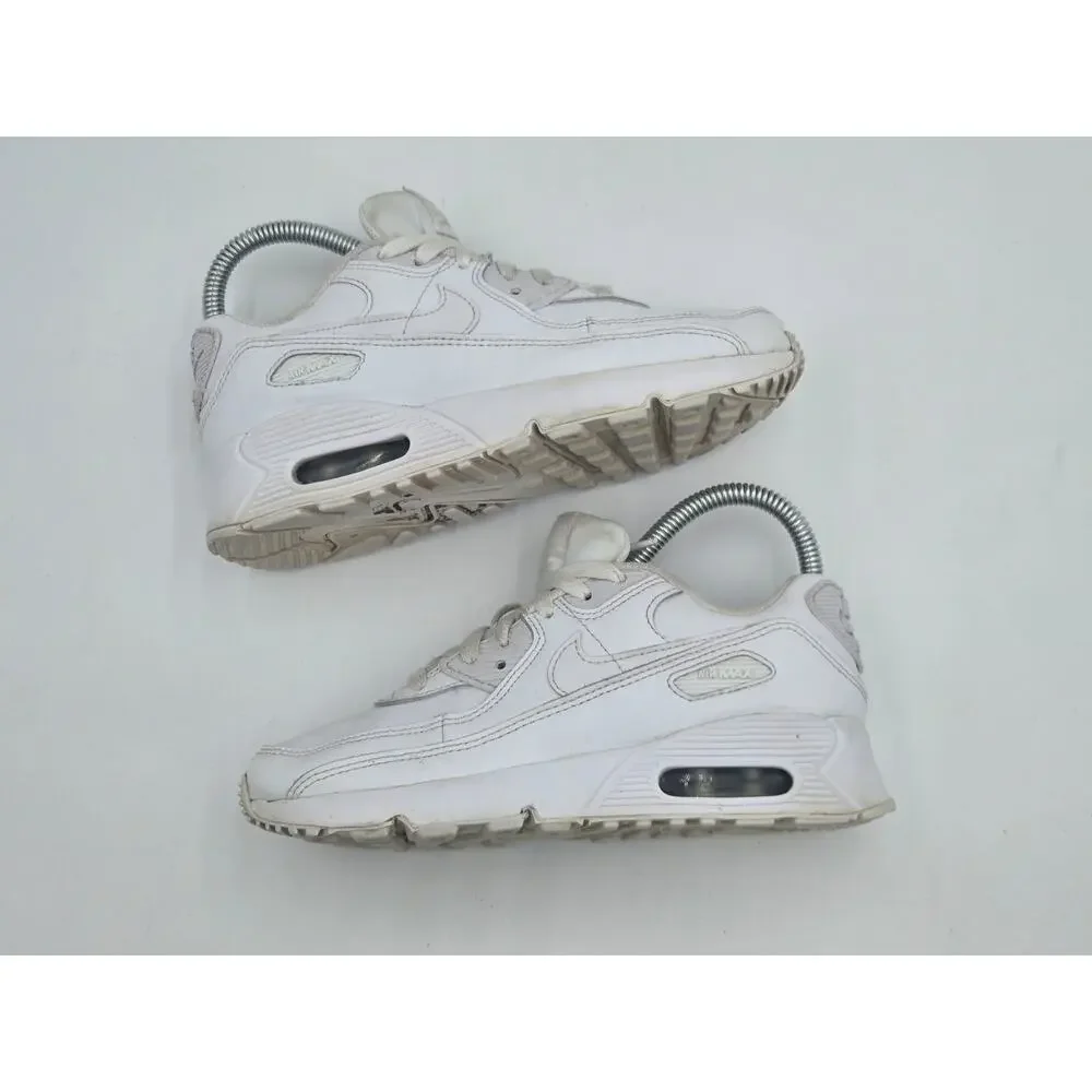 Nike Air Max 90 LTR GS Triple White Girls Sneakers Size 3Y CD6864-100
